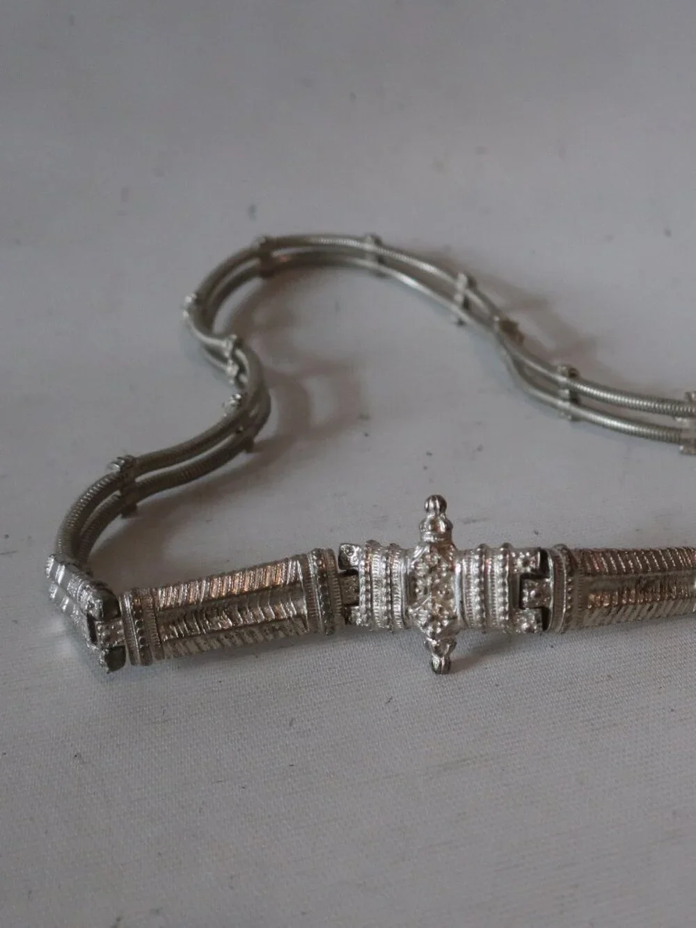 Womens Unbranded Silver (Item- 9) Metal Woven Chain Waist Belt M